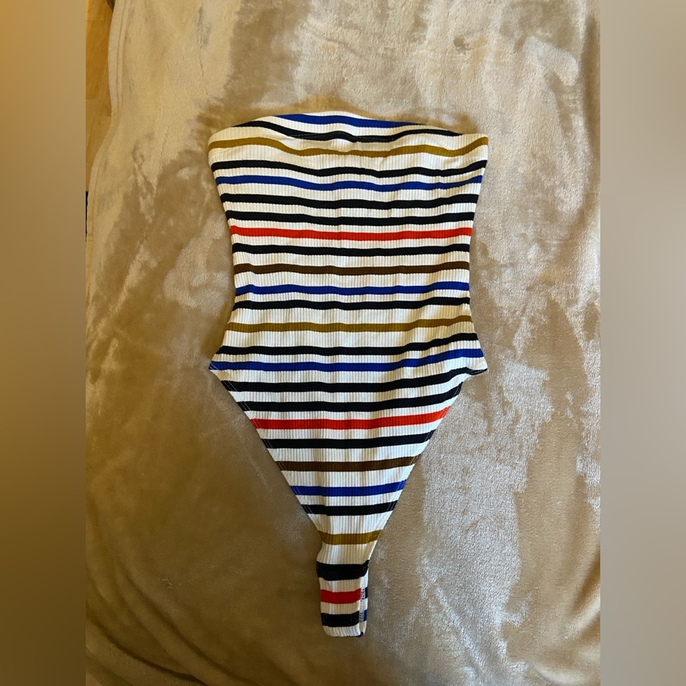 Strapless striped body suit from urban outfitters